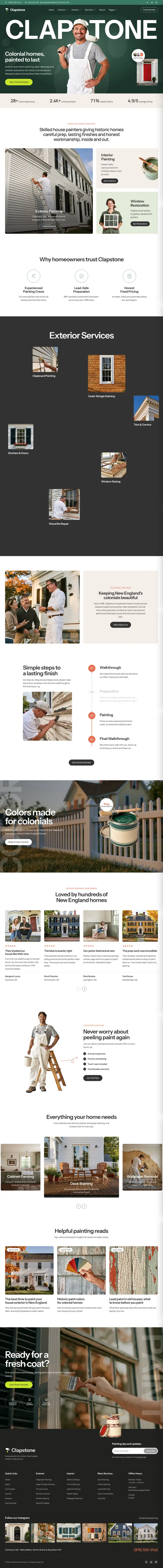 Ejemplo de página web para pintura de casas en Concord, MA
